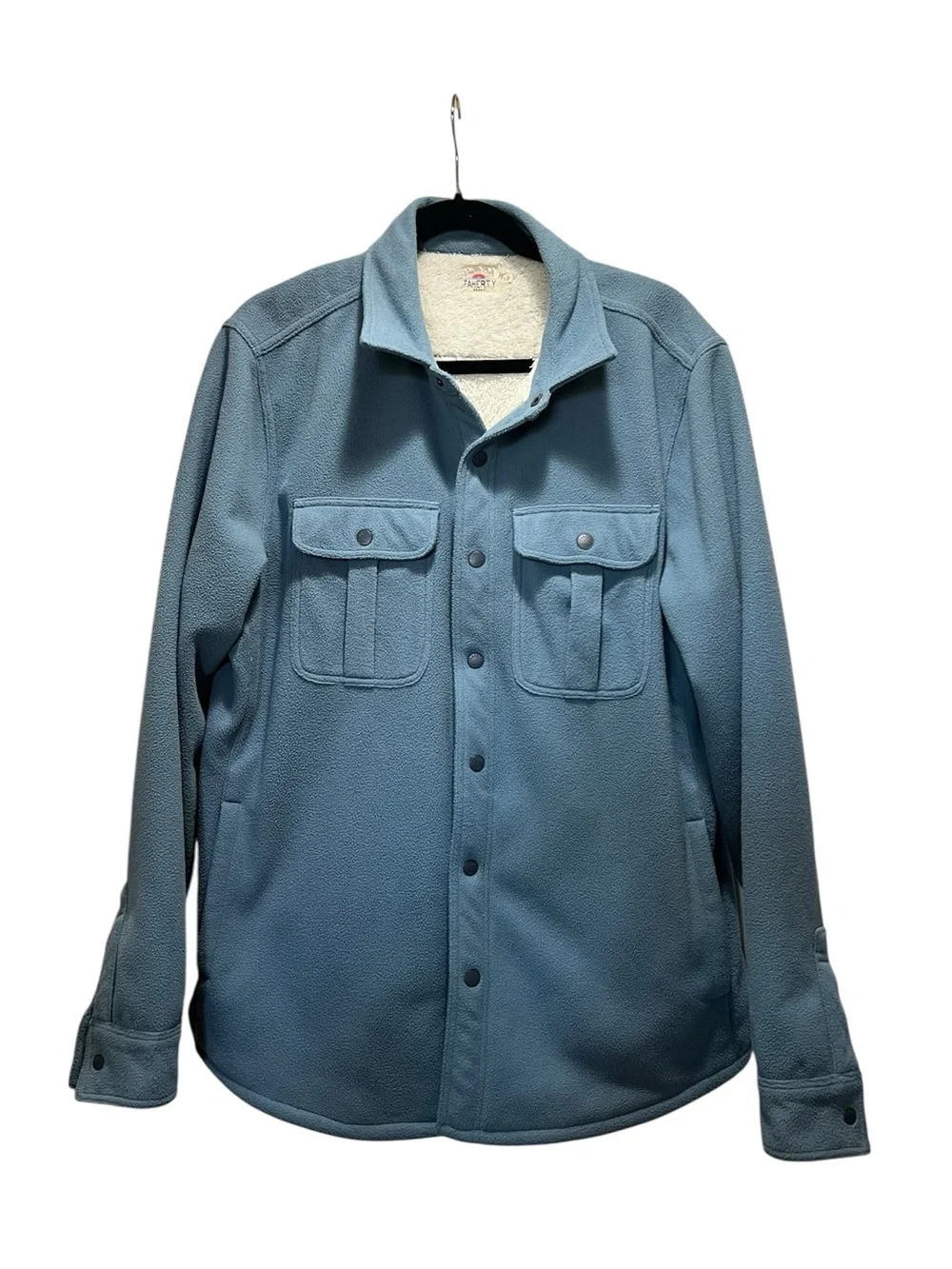 Faherty High Pile Fleece Lined Shirt Jacket In Koi Blue L
